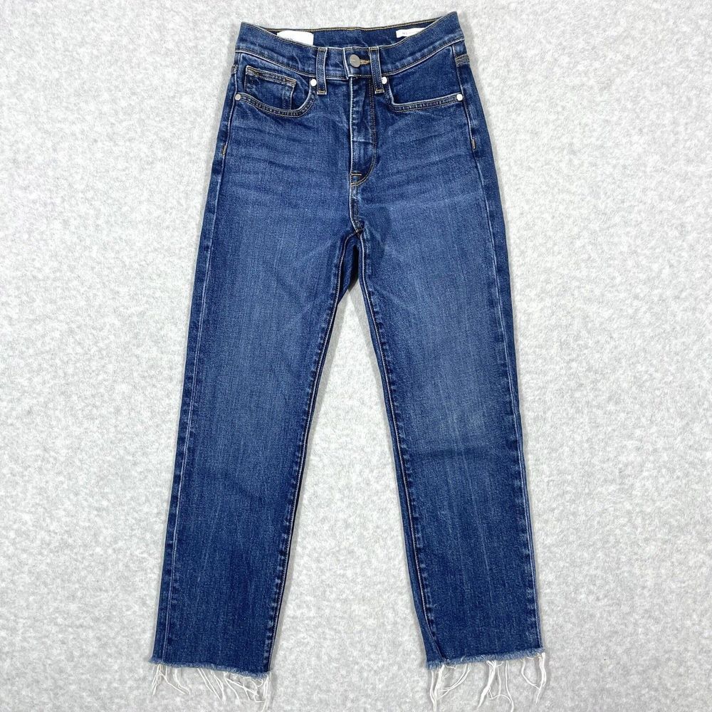 BLDWN Jeans‎ Women 24 Vintage Straight Solstice Ankle Crop Raw Frayed Hem Denim